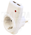 Zásuvkový adaptér s 2 ks portom USB, biely